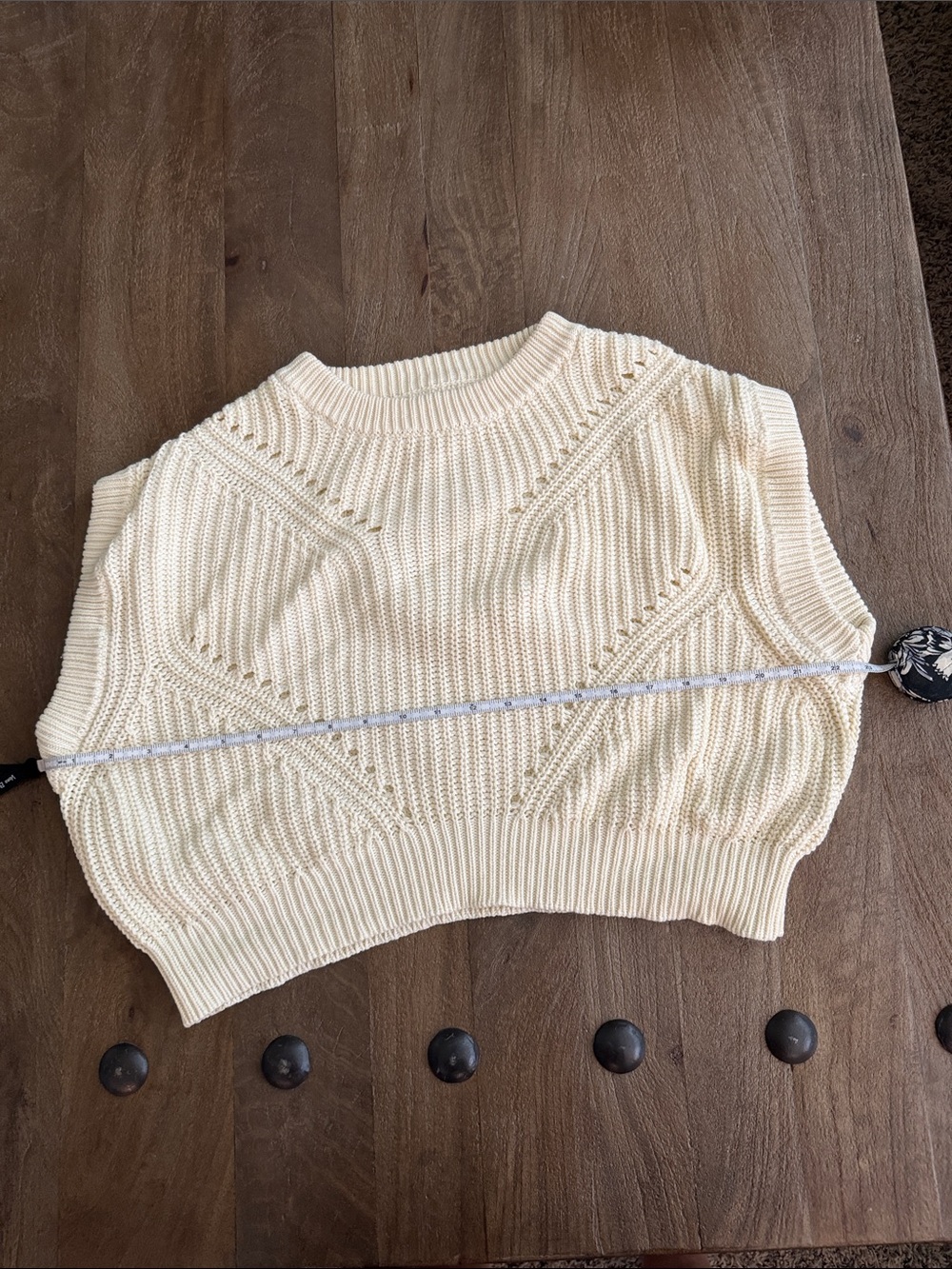 Marine Layer Devon Sweater Vest Chunky Cotton Knit Breathable Cream Medium R83 - Picture 6 of 8